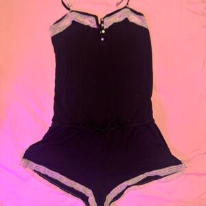 Victoria's Secret Black Chemise with Lace Trim